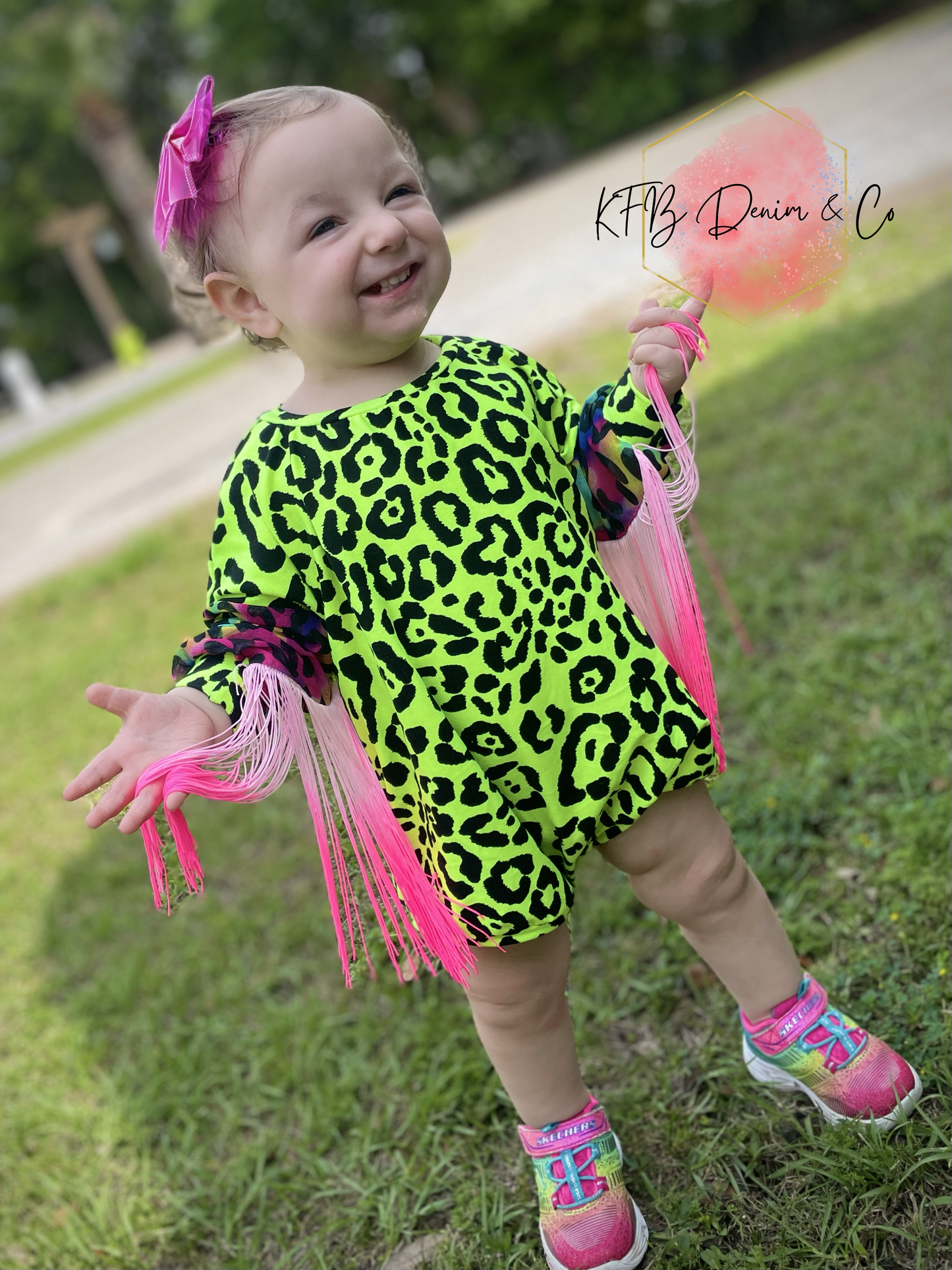 NEON CHEETAH BUTTER SOFT SWEATER ROMPER WITH FRINGE